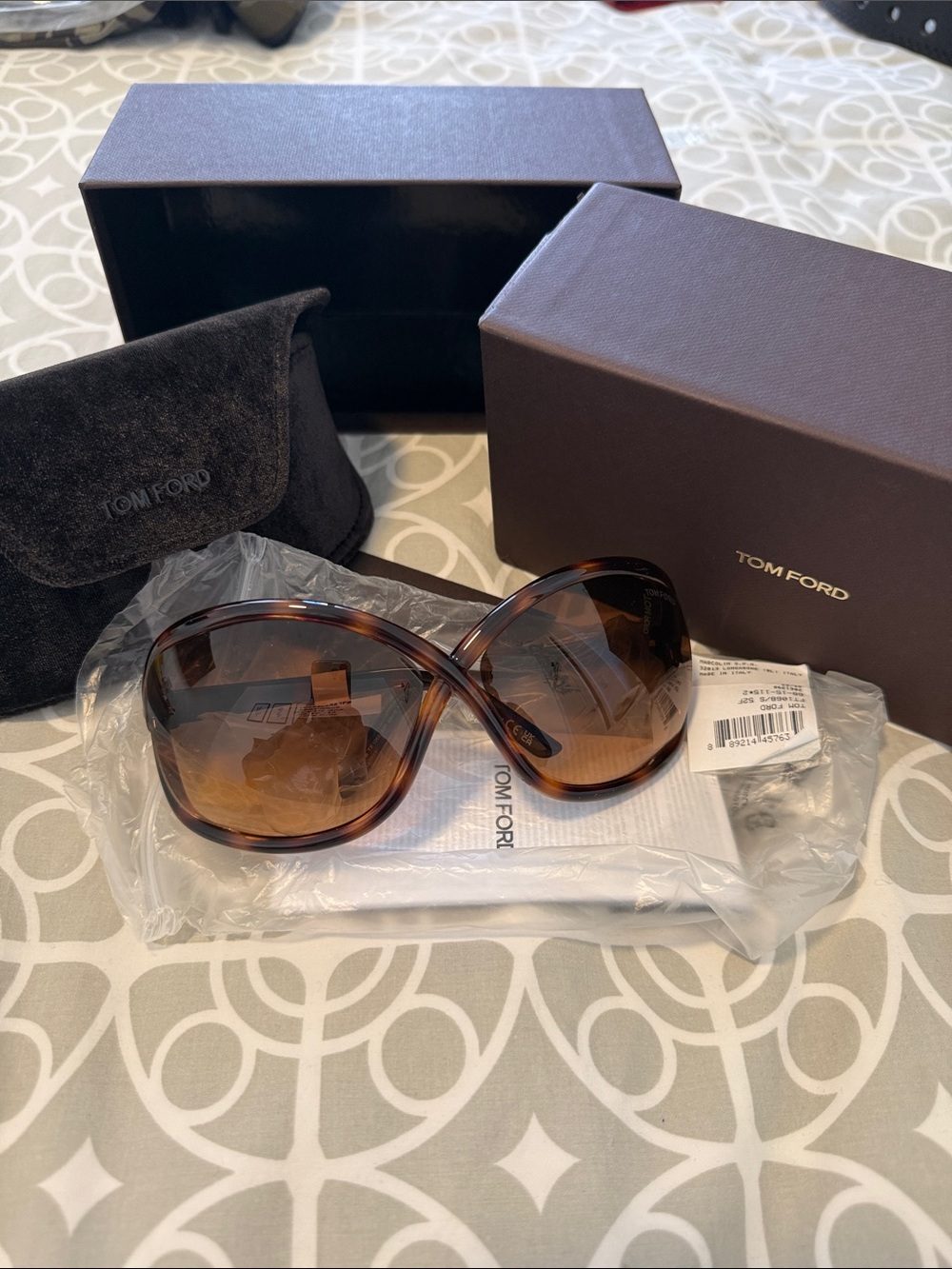 Full Set Tom Ford Bettina Tortoiseshell Oversized Sunglasses